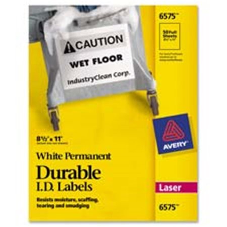 AVERY Consumer Products AVE6575 Durable ID Labels- Laser- Permanent- 8-.50in.x11in.- WE AV463437